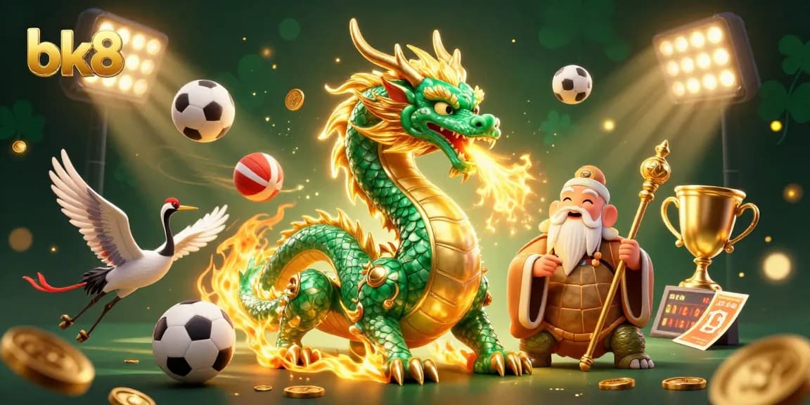 Engage with bk8's dynamic gambling action featuring a jade dragon, turtle sage, and lucky cranes.
