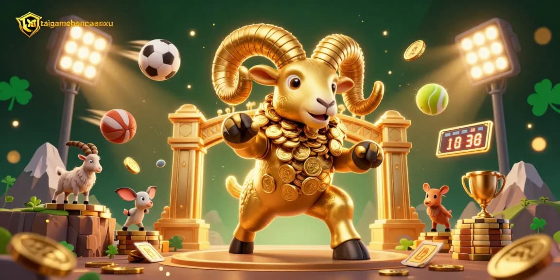 Engage with taigamebancaanxu as the golden ram charges through vibrant sporting elements.