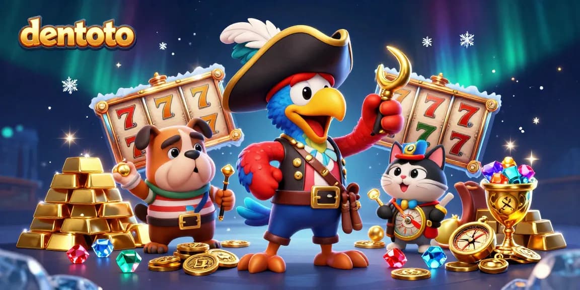 Dive into dentoto's thrilling world of slots with vibrant pirate-themed characters and sparkling treasures.