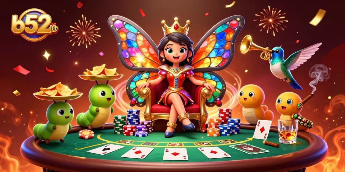Engage with b52club's thrilling poker scene, featuring vibrant characters and dynamic game elements.