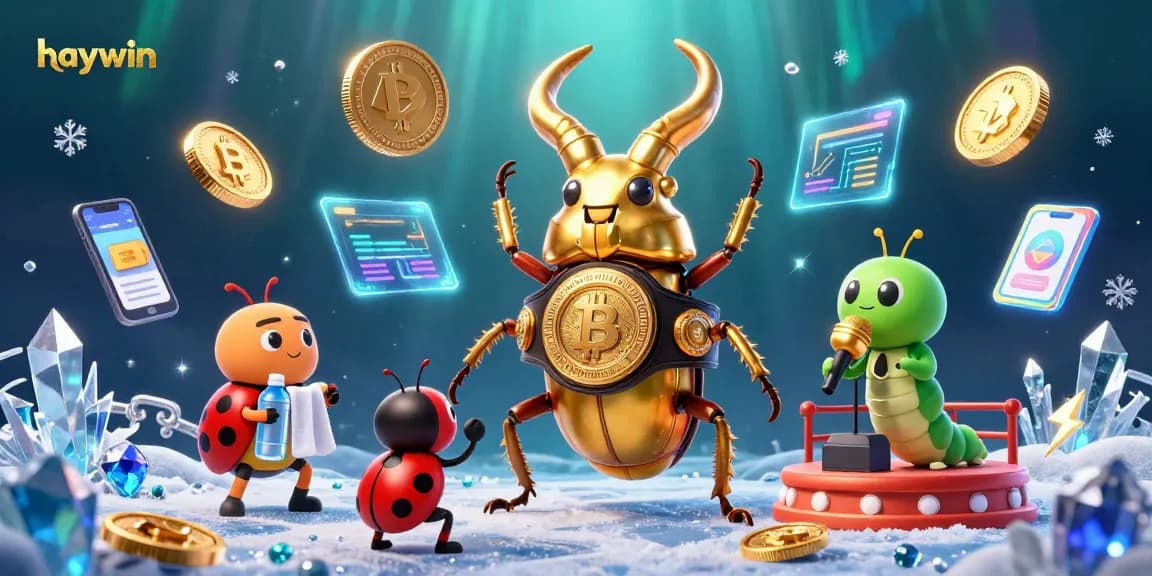 Join the excitement of haywin with vibrant gaming characters and crypto elements in a dynamic casino scene.