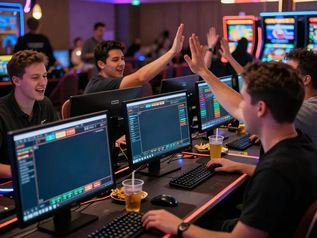 Players enjoying engaging online gaming experience at 9bet.com with vibrant casino atmosphere.