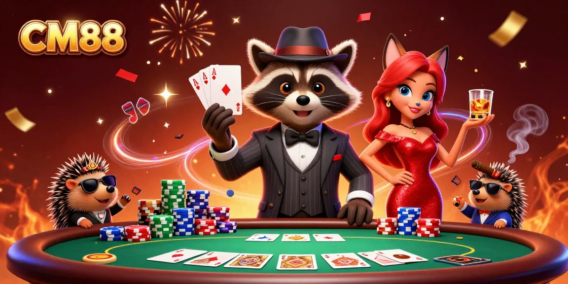 Engage in thrilling gameplay at CM88 with dynamic poker action and colorful gaming elements.
