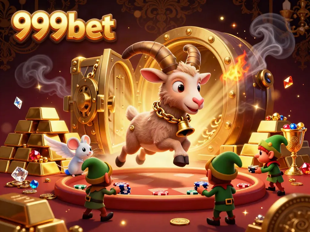 Engage with 999bet’s festive casino scene featuring Krampus and his helpers in a rich, vibrant setting.
