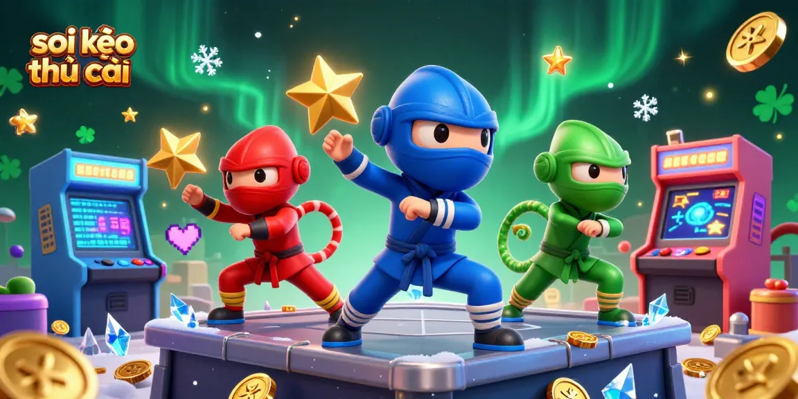 Synchronize martial arts poses with colorful characters while showcasing soi kèo nhà cái's vibrant gambling elements.