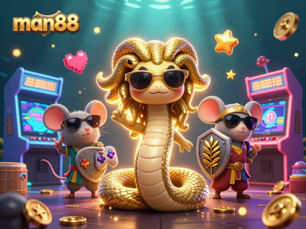 Experience thrilling gameplay at man88 with colorful characters amidst vibrant casino elements.