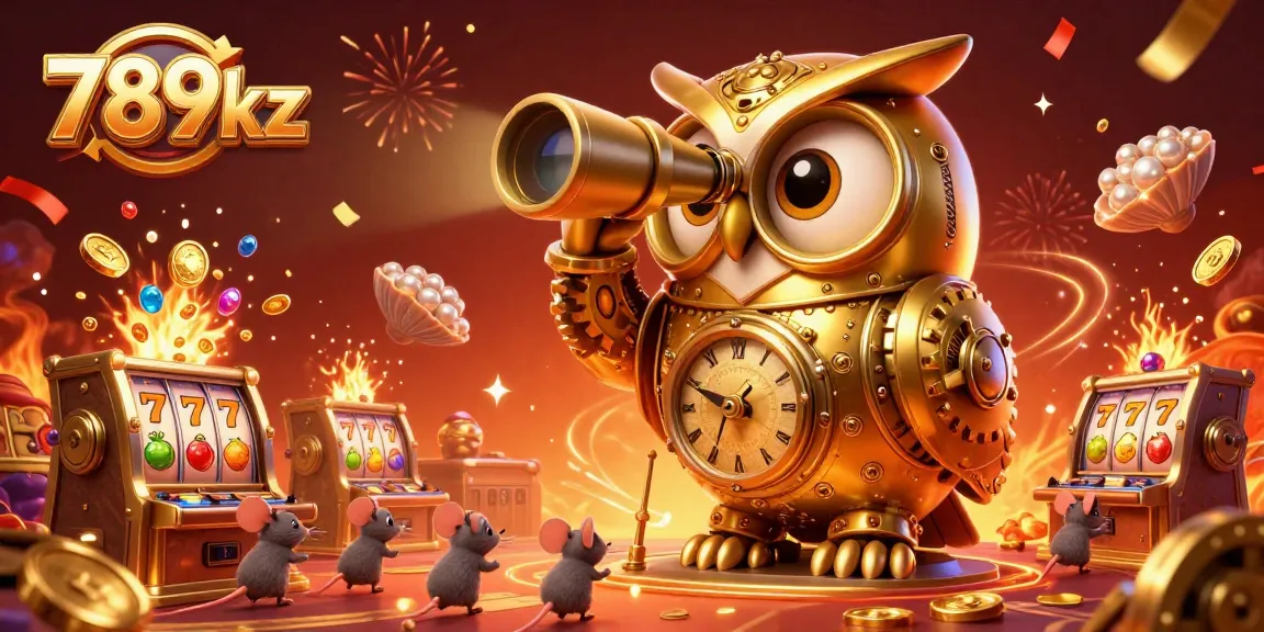 Experience the thrill of wins at 789kz with vibrant slots and animated characters in a casino scene.