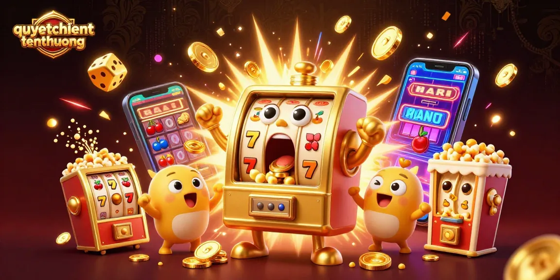 Spin the reels of quyetchientienthuong as the golden slot machine hits the jackpot, showering coins everywhere!