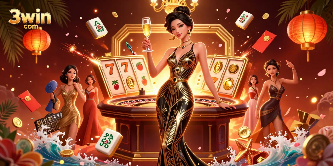 Experience excitement at 3win com with elegant gaming and vibrant casino elements in a stunning scene.