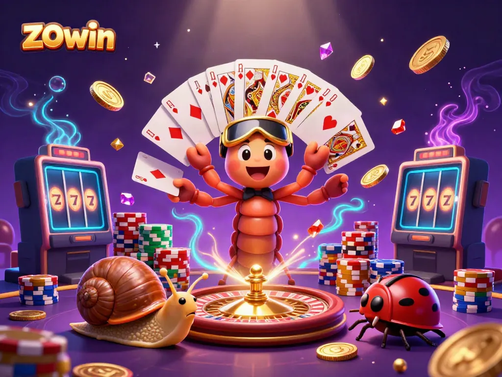 Experience excitement at zo win as charming characters deal cards amid a lavish casino scene.