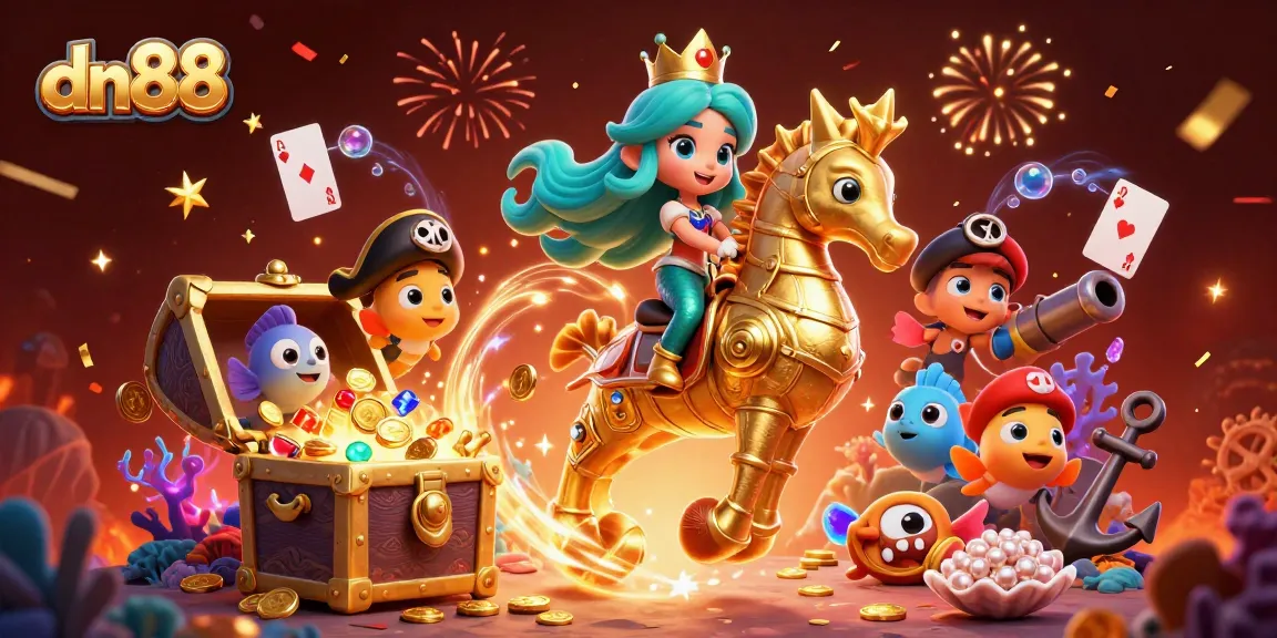 Engage in thrilling casino adventures with dn88, featuring an enchanting mermaid and seahorse!