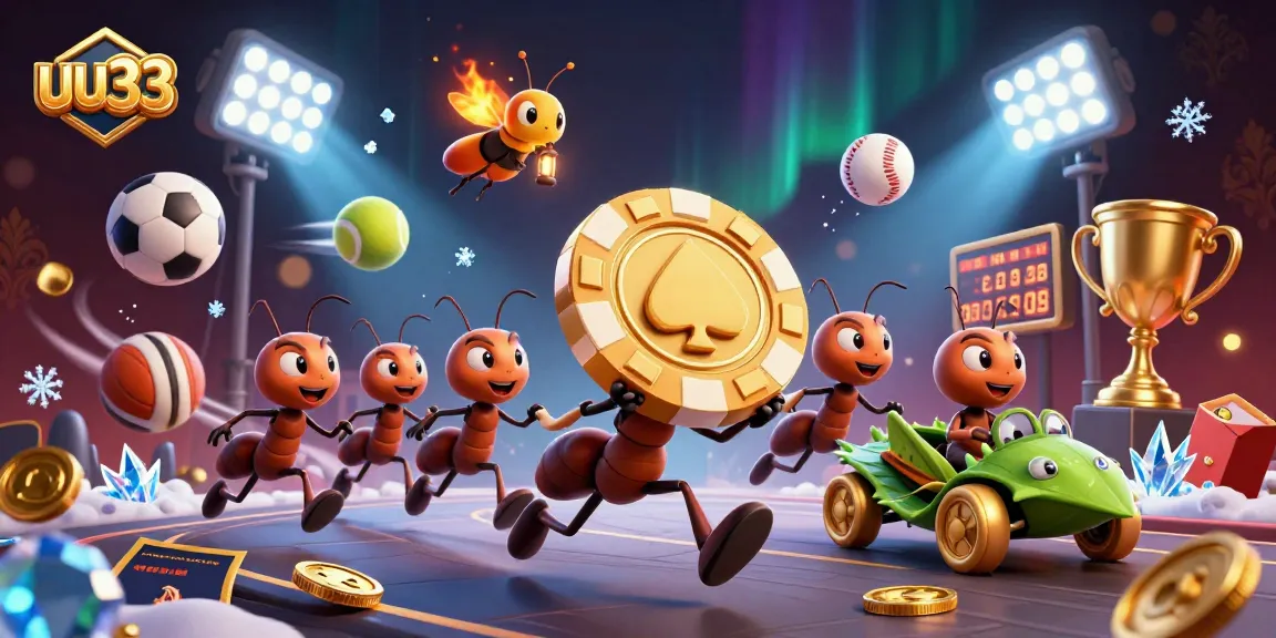 Experience thrilling wins with uu33 as animated ants orchestrate a heist with golden poker chips.