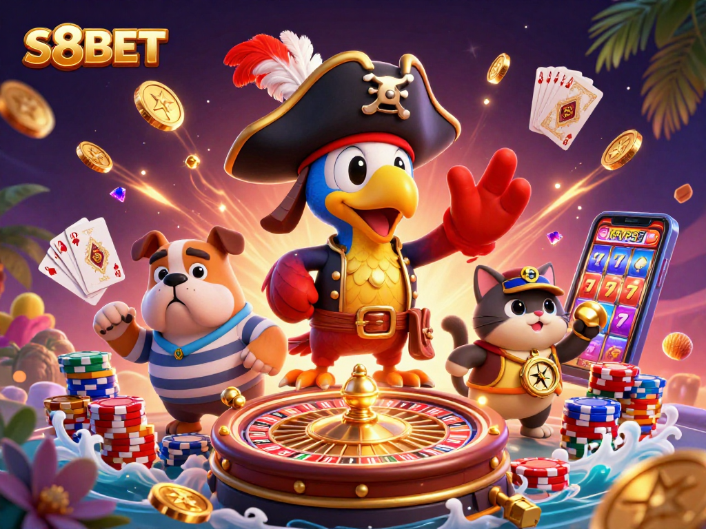 Experience thrilling wins at S8BET with 3D pirate-themed casino games featuring golden coins and rich visuals.
