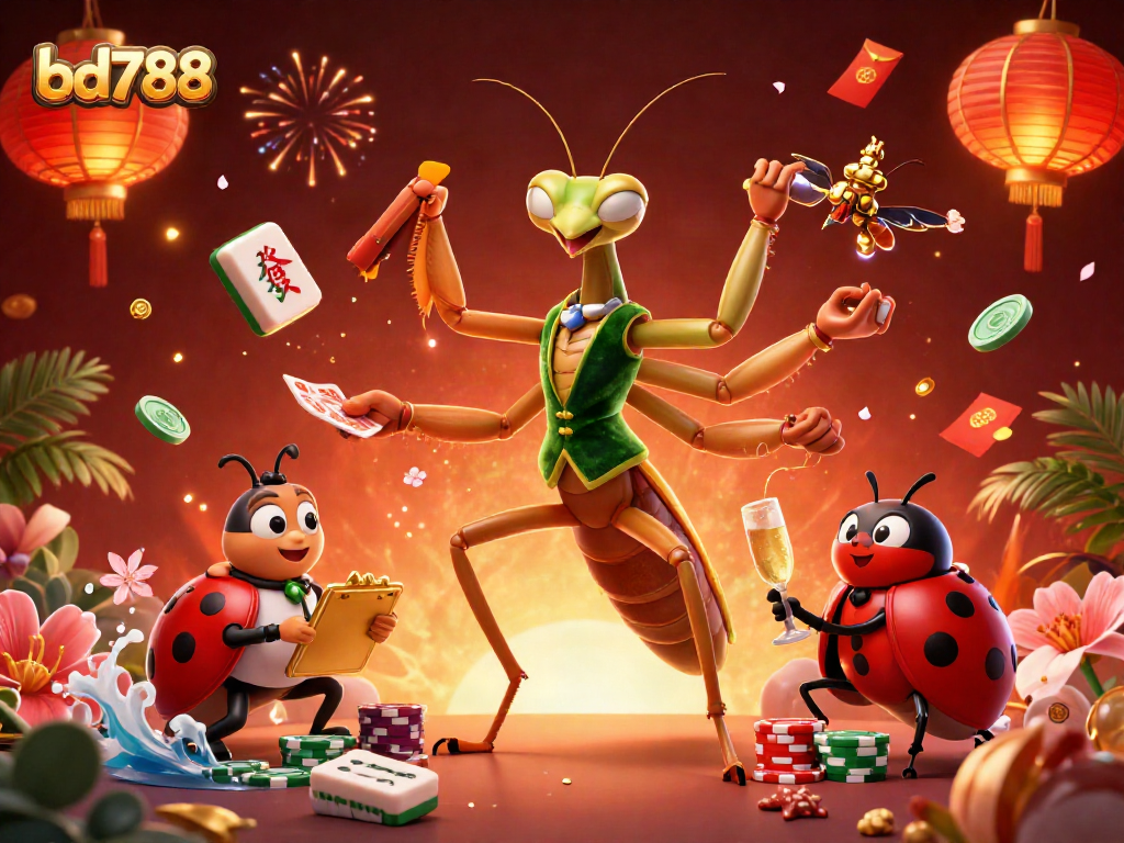 bd788 giant mantis card sharp shuffles chips at vibrant casino scene