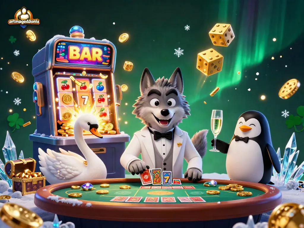 Join the action at artmageddonla with this extravagant casino scene filled with winning slots and fabulous characters.
