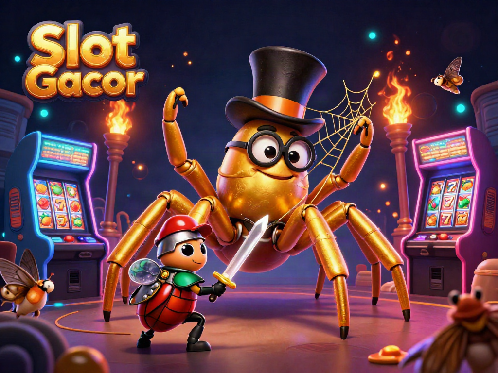 Spin to win big with Slot Gacor featuring lively casino characters and vibrant gaming elements.