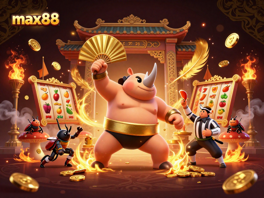 Witness max88's thrill as a rhinoceros beetle champion sends coins flying in an epic casino showdown.