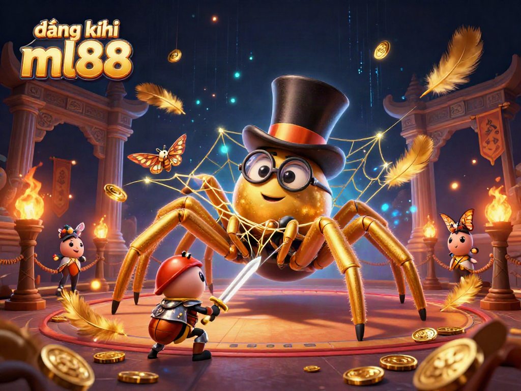 Experience đăng ký ml88 with a vibrant 3D casino scene featuring a golden spider, beetle knight, and rich game elements.
