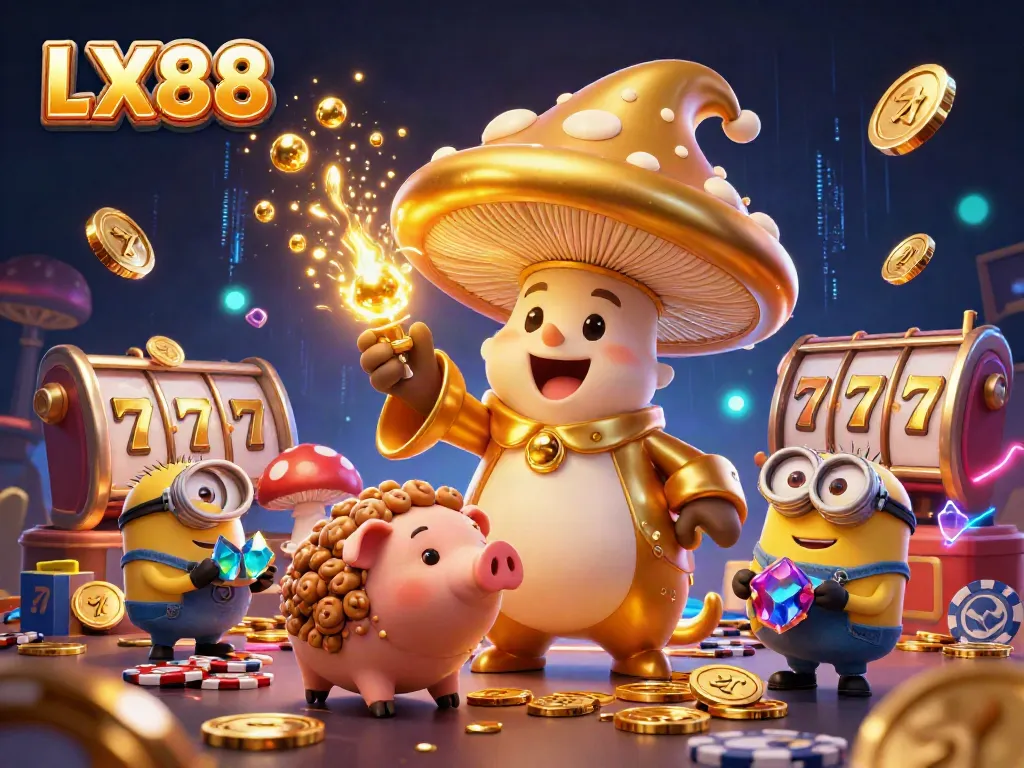 Experience LX88's magical casino realm with gold and gems surrounded by fantasy characters.