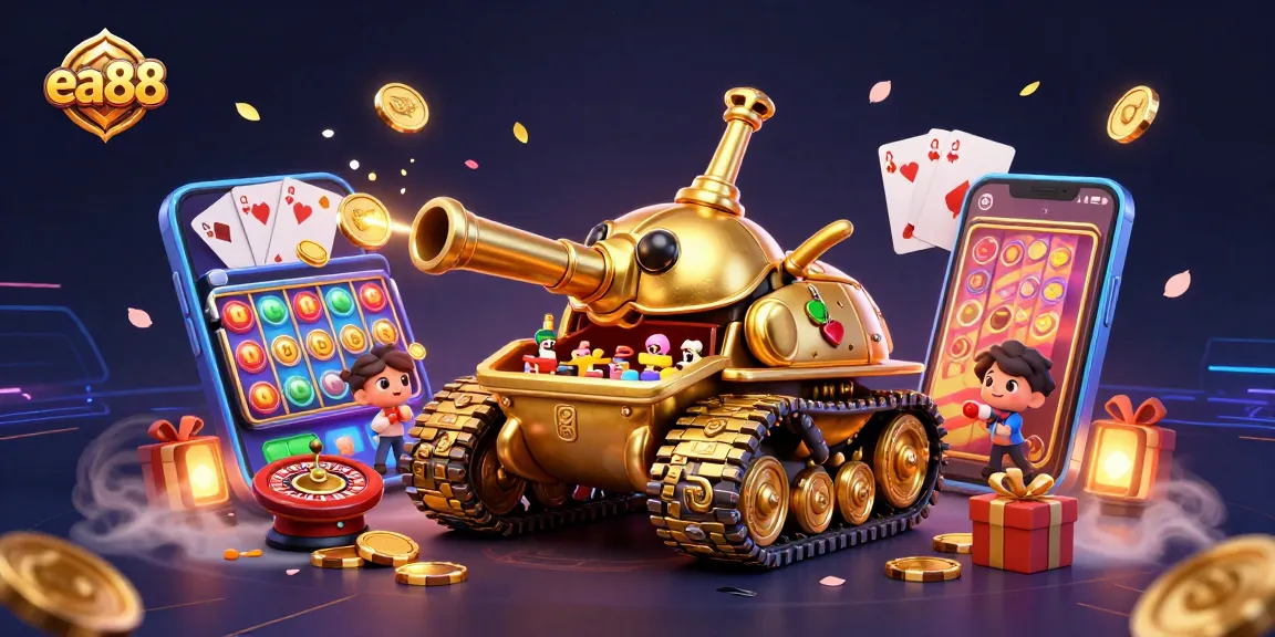 Spin and win at the ea88 casino within a golden beetle tank with confetti raining down.