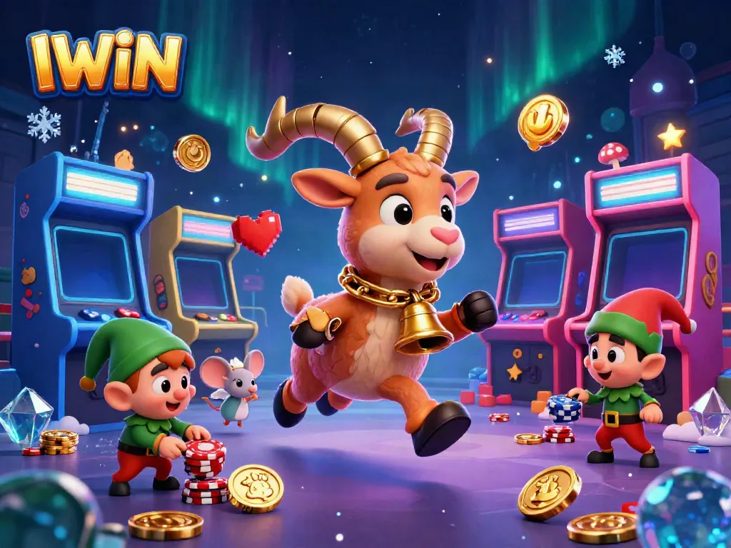 IWIN delivers exciting gameplay with Krampus, an angel mouse, and elf gremlins in a festive casino scene.