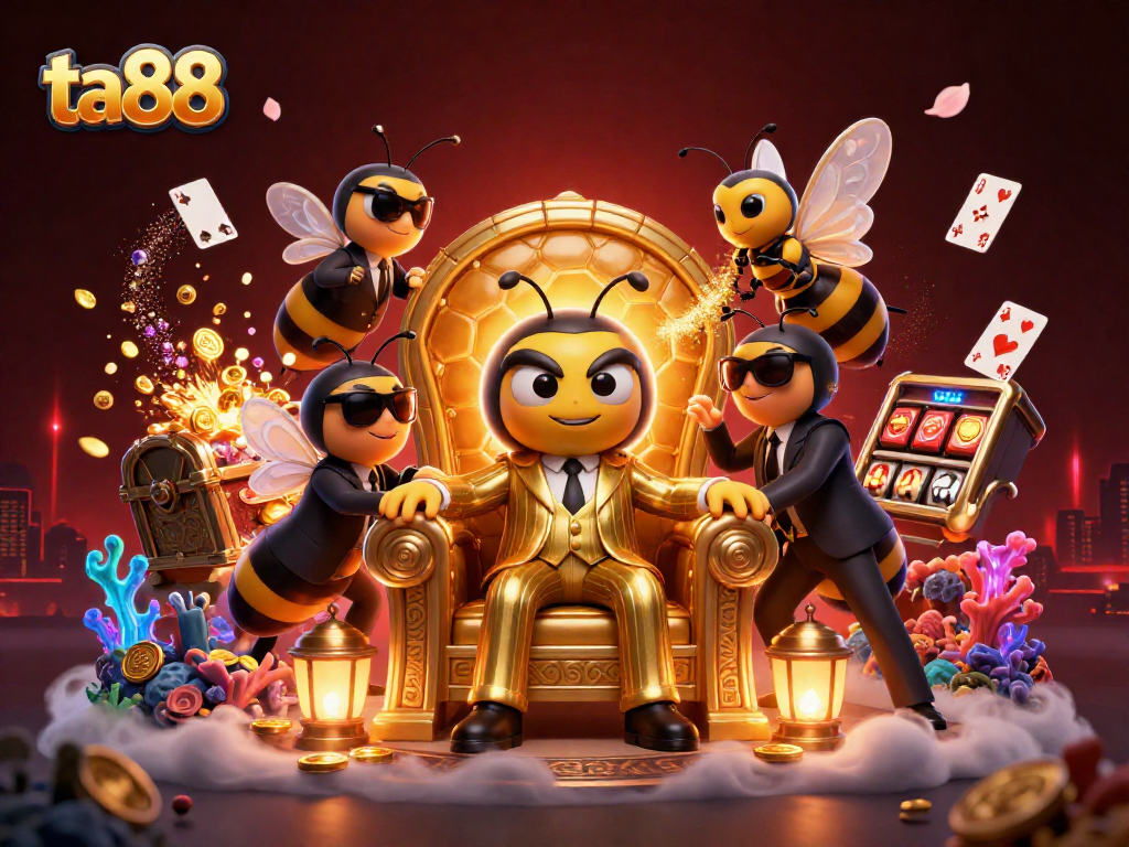Explore the ta88 casino world with vivid characters, gold coins, and dynamic slot elements.