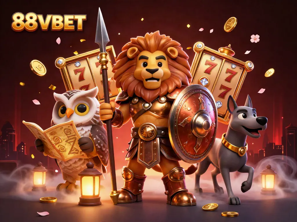 Experience thrilling slots at 88VBET with a dynamic 3D scene showcasing excitement and action.