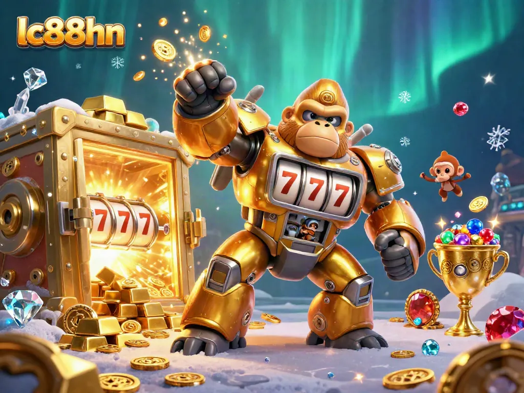 Experience the thrill of winning at lc88hn with an exciting 3D casino adventure featuring a golden gorilla mech.