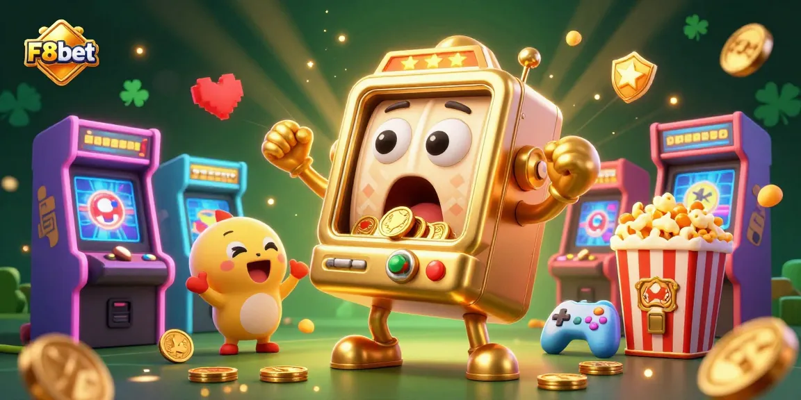 Win big with F8bet's exciting slot machine action in this vibrant 3D casino illustration!