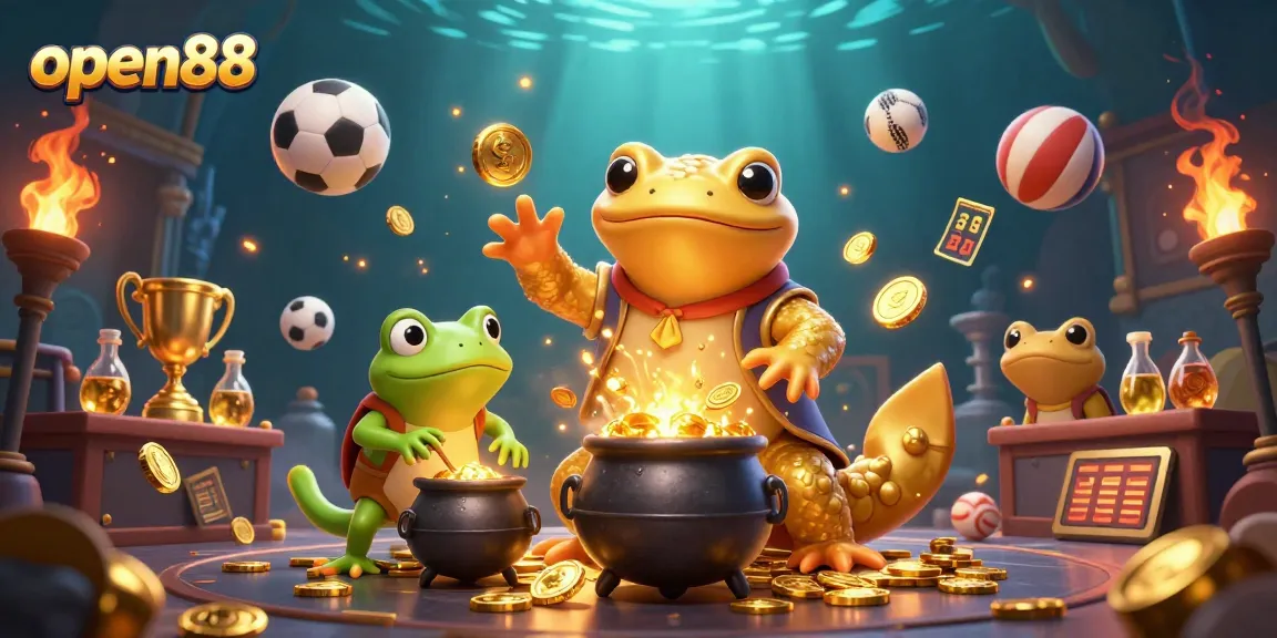 Experience the thrill at open88 with a vibrant 3D illustration showcasing casino excitement.