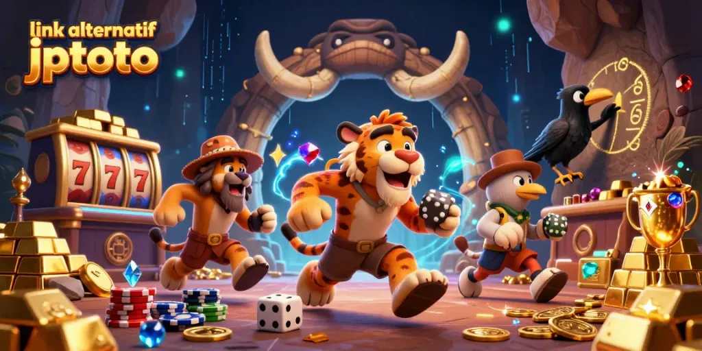 Spin to win big with link alternatif jptoto in this vibrant, animated casino scene.