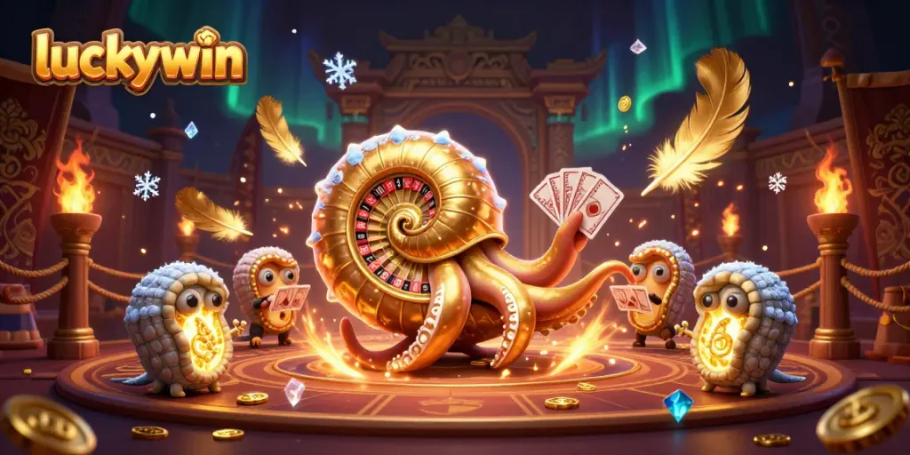 Experience the thrill of luckywin with a dazzling, interactive casino scene featuring vibrant game elements.