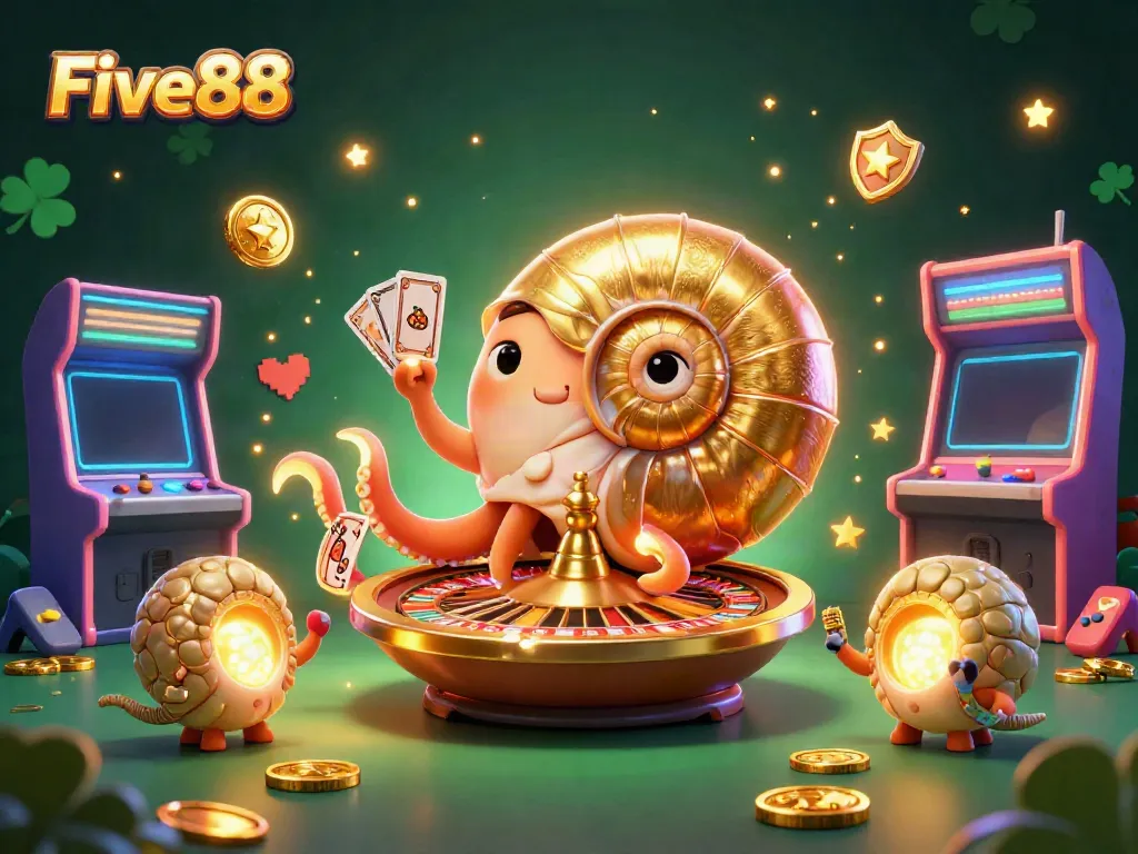 Engage in the thrill of gaming with Five88's vibrant nautilus roulette scene and colorful game elements.
