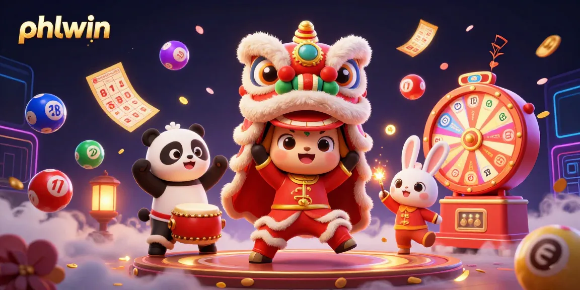 Experience phlwin's exciting gaming atmosphere with a vibrant lion dance scene and dynamic lottery elements.
