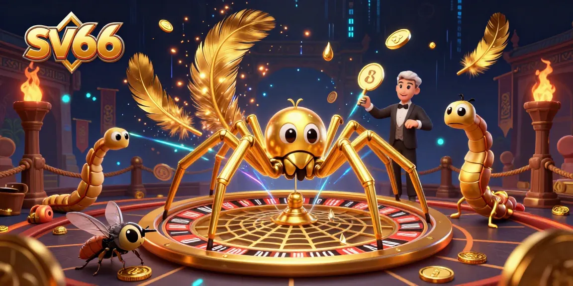 Bet on exciting games at sv66 with a vibrant 3D illustration of a spider-themed roulette wheel