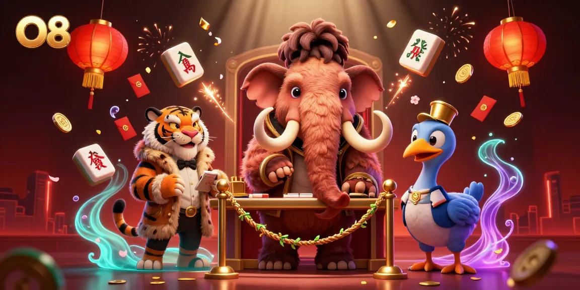 See the O8 casino bouncer checking IDs with a saber-tooth tiger VIP guest in this vibrant 3D illustration.