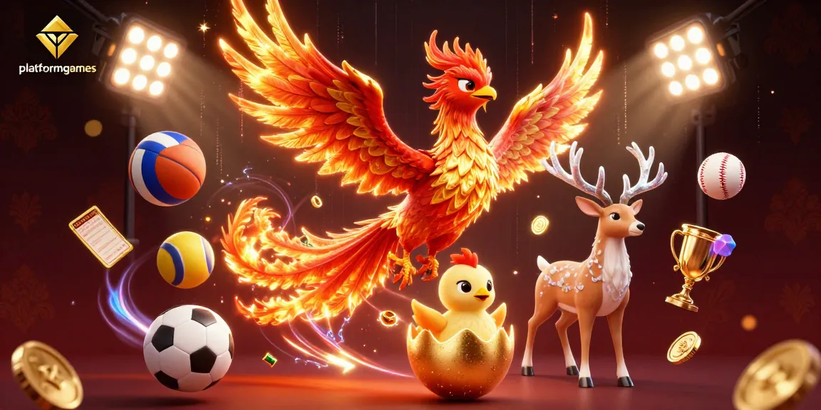 Engage with platformgames through a vibrant 3D portrayal of a fire phoenix and dynamic sports elements.