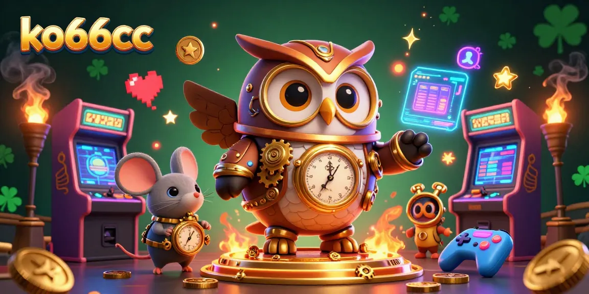 Experience exciting gaming action at ko66cc with a vibrant 3D casino scene featuring unique characters.