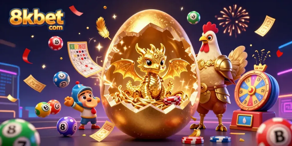 Experience exhilarating wins with 8xbet com’s golden dragon rewards surrounded by vibrant casino elements.