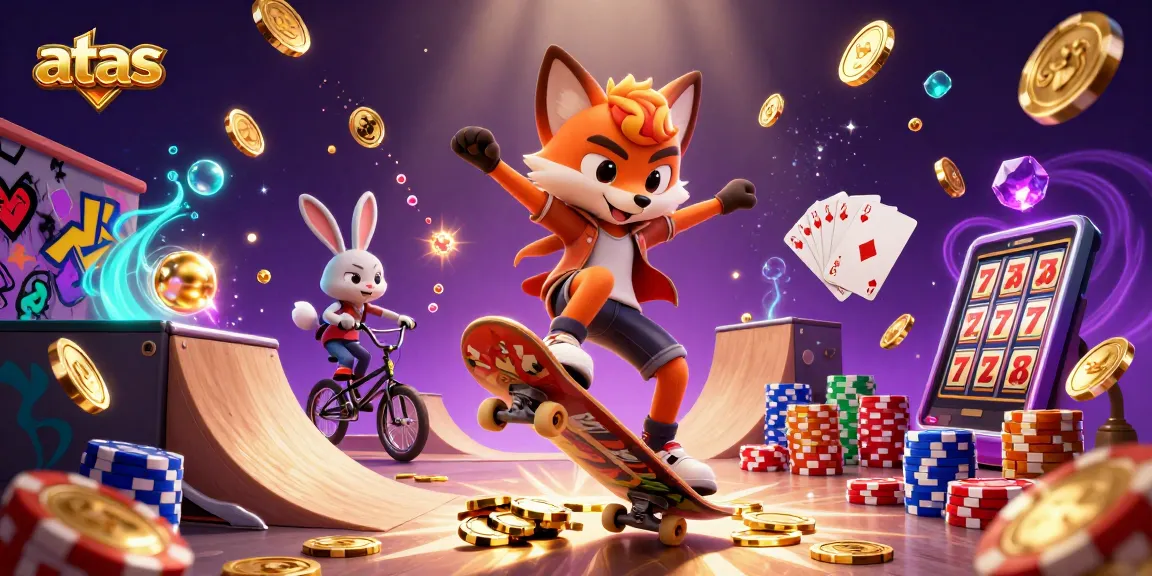 Experience thrilling action at atas casino with lively characters and vibrant casino elements.