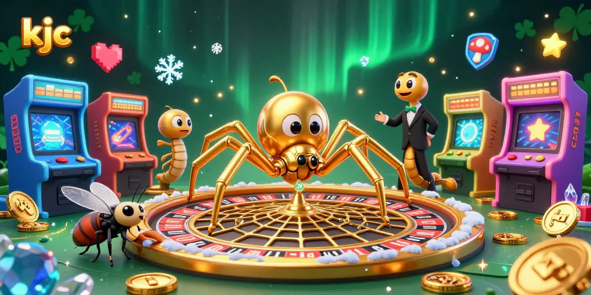 KJC features a unique 3D illustration of a spider spinning a roulette wheel web, immersing players in an engaging casino experience.