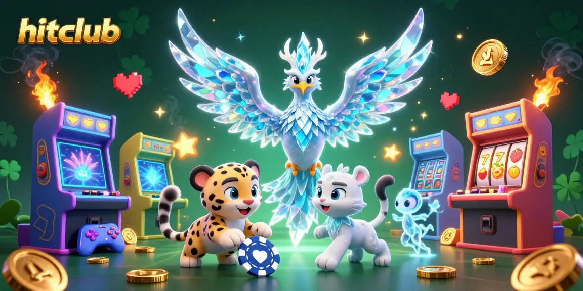 Hitclub offers a thrilling 3D gaming experience with vibrant characters and slot elements in a casino setting.