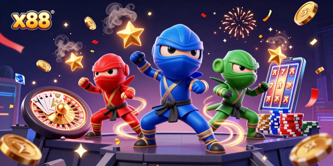 X88 players enjoy thrilling casino experiences with synchronized chameleons showcasing diverse games.