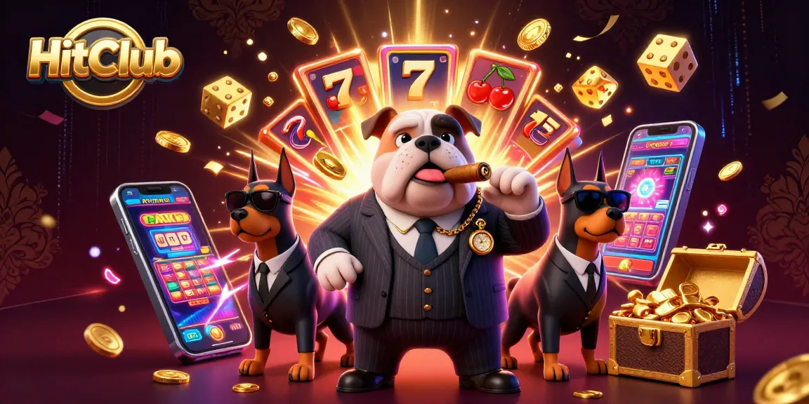 Experience the excitement at HitClub with a jackpot explosion of coins and vibrant casino elements.