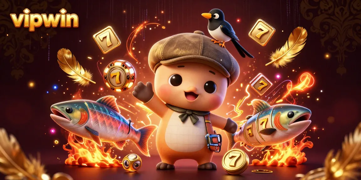 Experience thrilling action at vipwin with a vibrant scene showcasing adorable characters and engaging casino elements.