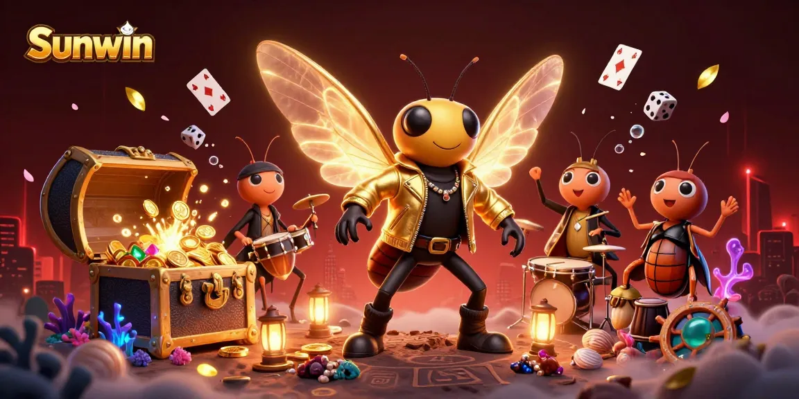 Sunwin brings excitement to life with a thrilling casino scene featuring vibrant characters and action-packed elements.