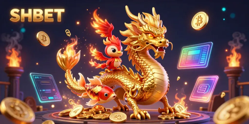 Experience the captivating world of SHBET casino with vibrant 3D characters depicting thrilling gaming action.