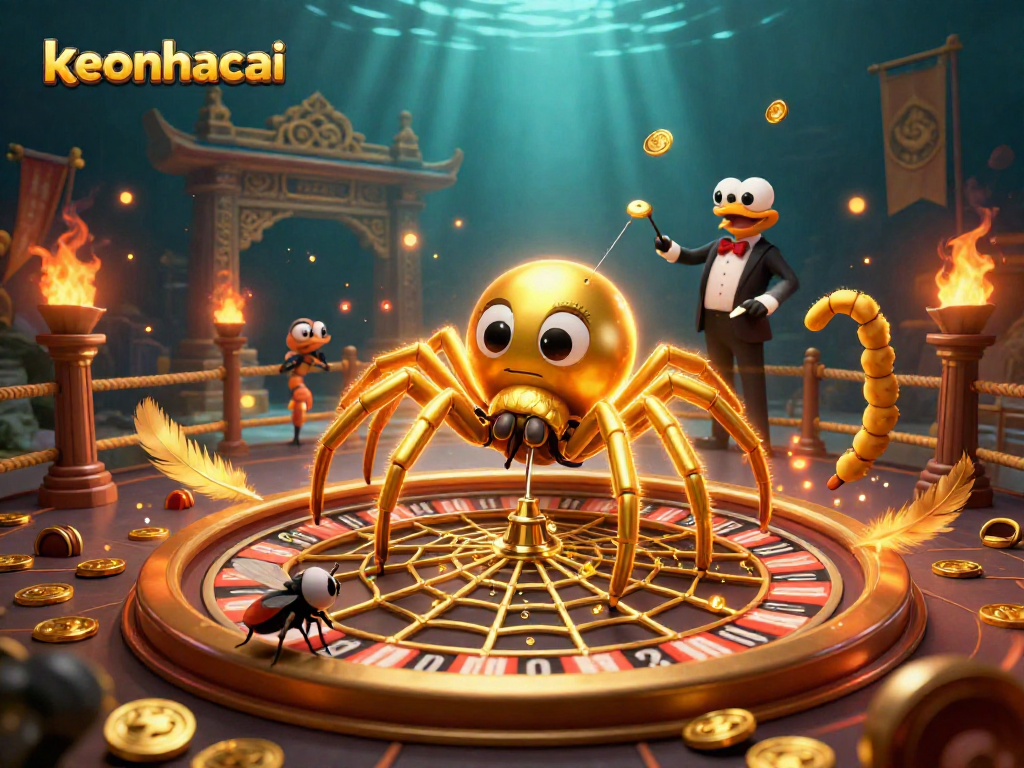 Engage with thrilling keonhacai action as a fly nervously bets on a roulette wheel web spun by a golden spider.