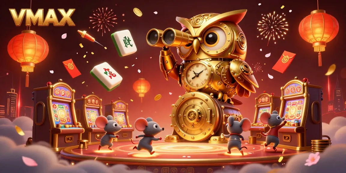 Experience the thrill with VMAX as the animated golden owl and wind-up mice bring the casino to life amidst festive decorations.