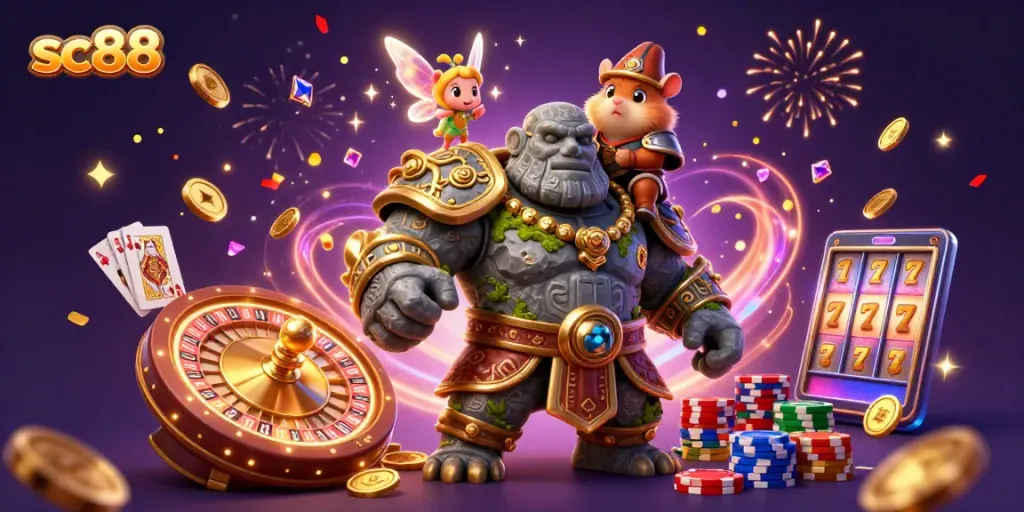 Spin the winning roulette with sc88 in this magical 3D casino adventure featuring flying coins!